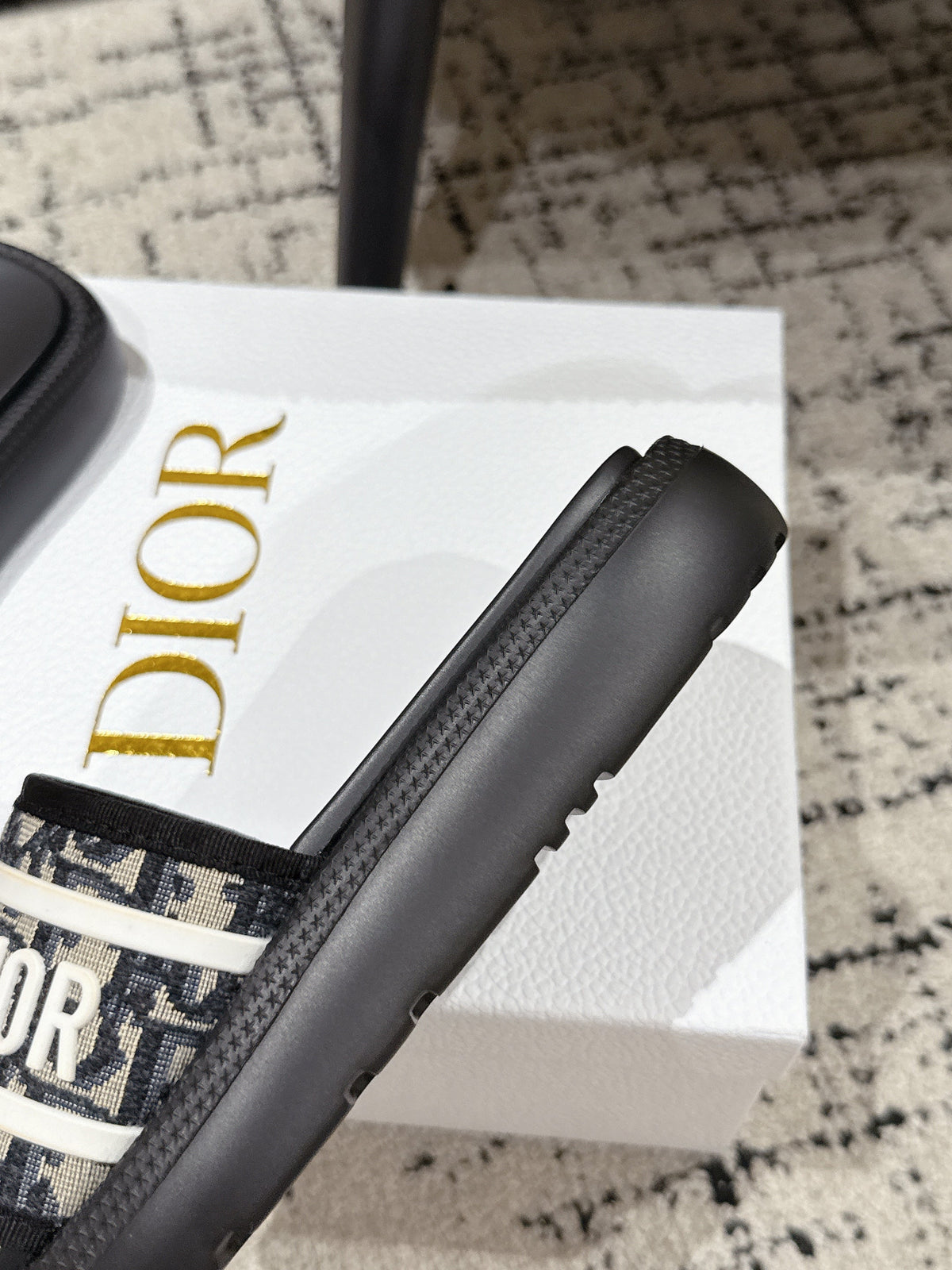 Dior Slides 25S in Black Lambskin and Fabirc with Brand Logo Style 3
