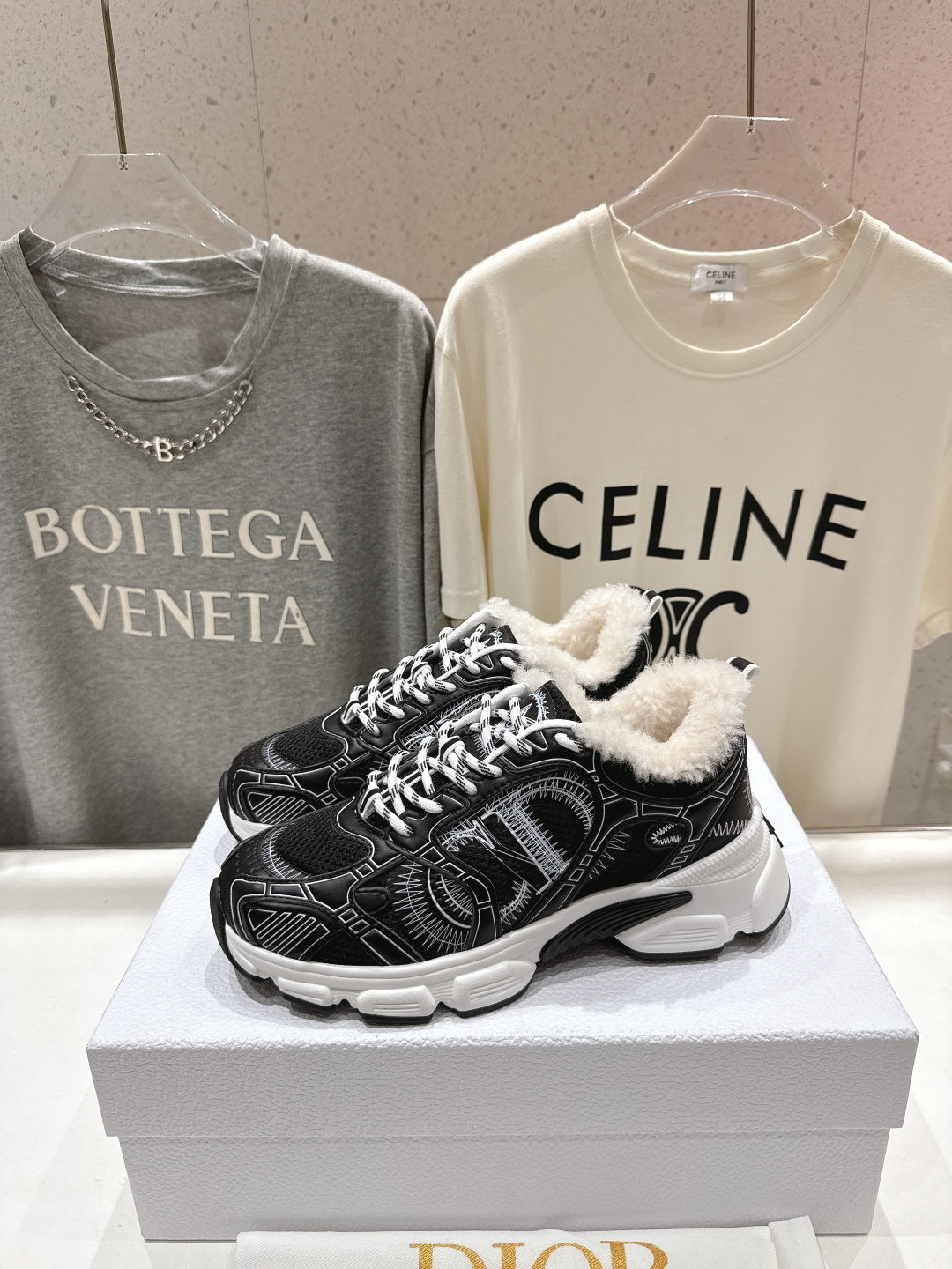 Dior Chrono Sneaker 25S in Black Lambskin and Mesh Fabric Style 3