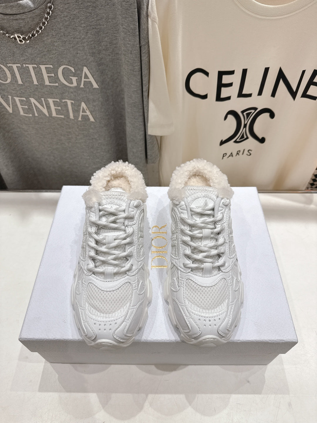 Dior Chrono Sneaker 25S in White Lambskin and Mesh Fabric Style 11