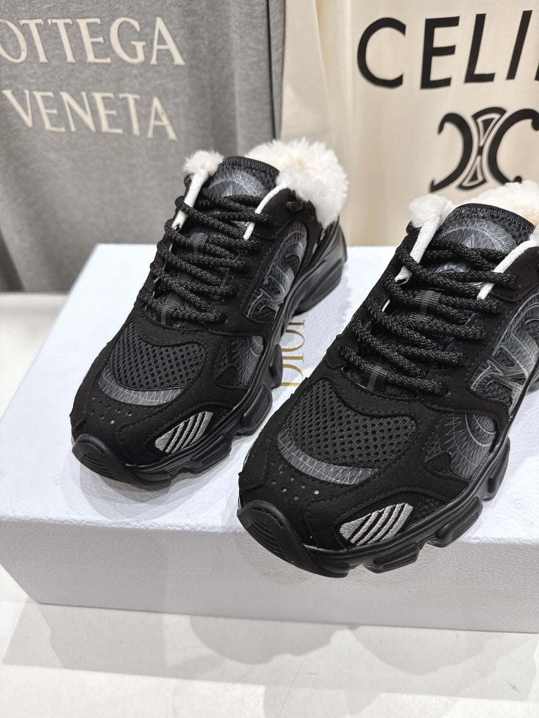 Dior Chrono Sneaker 25S in Black Suede and Mesh Fabric Style 6