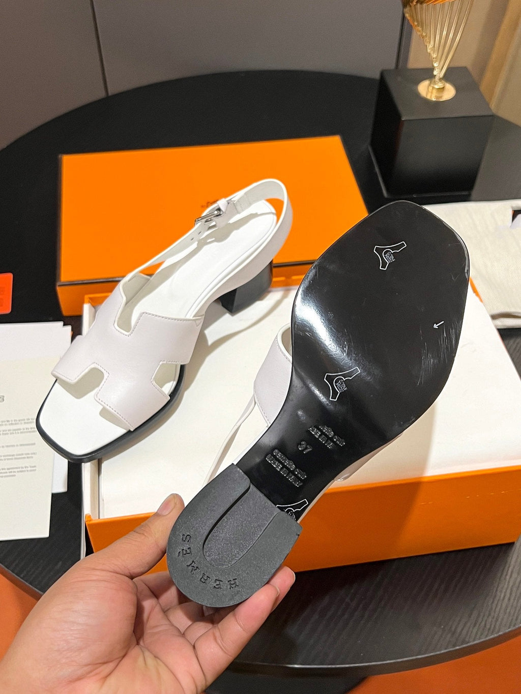 Hermes Elbe Sandal 60 White