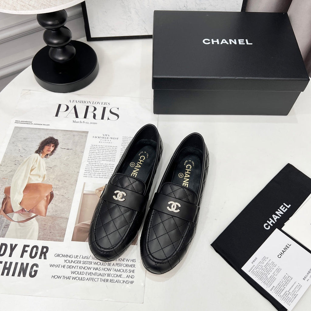 Chanel 25S Loafer Dance Shoes in Black Calfskin Gold Hardwre