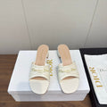 Dior High Heel 25S 45 mm in White Lambskin with Gold Hardware