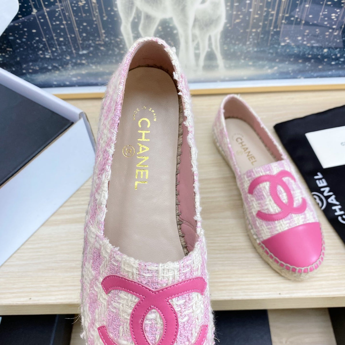 Chanel Espadrilles Platform in Pink Tweed