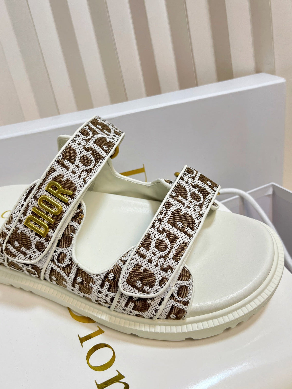 Dior Act Slides 25mm in Brown Tweed