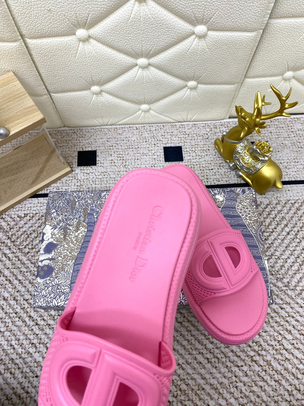 Dior Flat Slides 25S in Pink Tpu