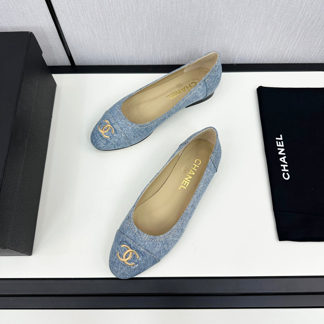Chanel Ballet Flat Light Blue Denim 166814