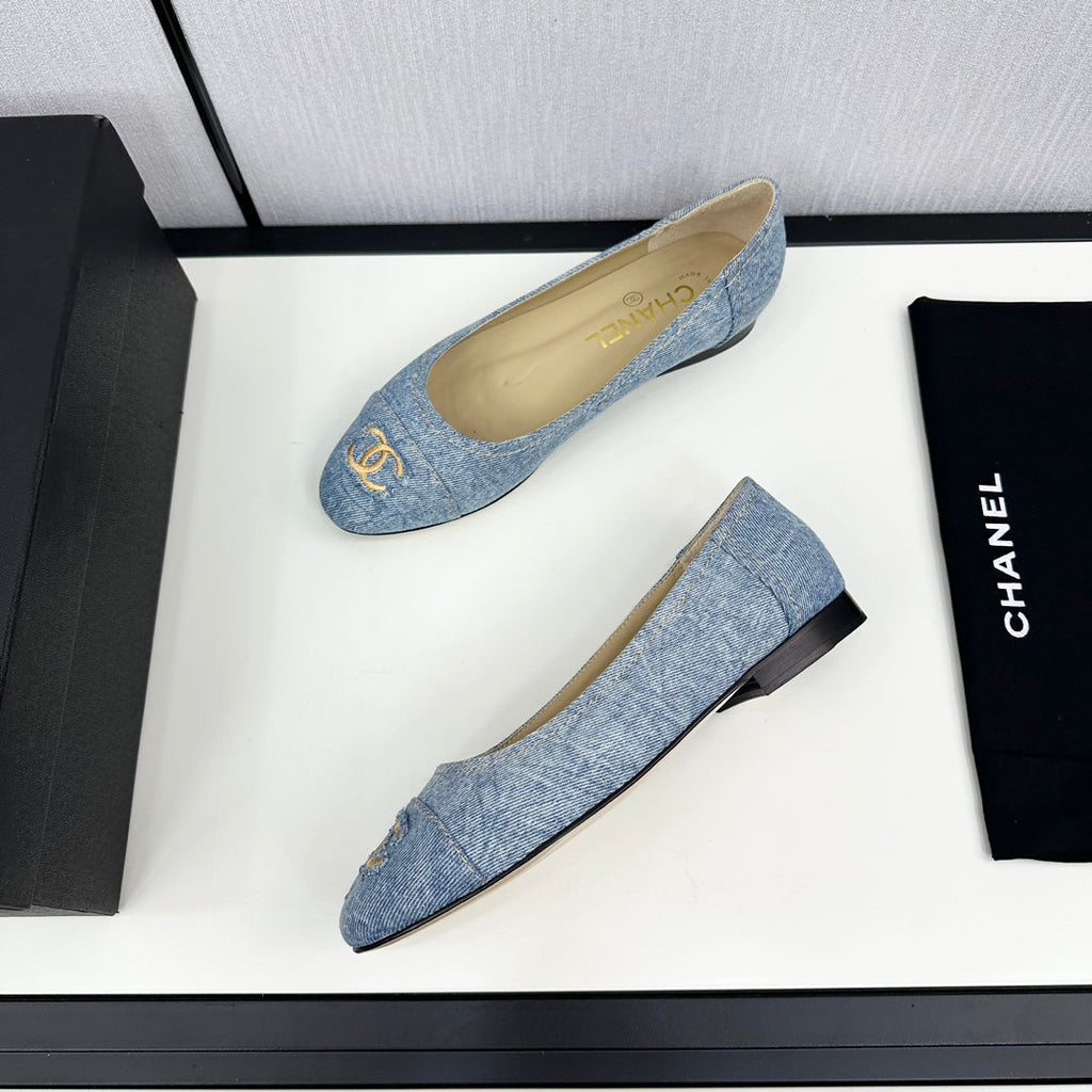Chanel Ballet Flat Light Blue Denim 166814